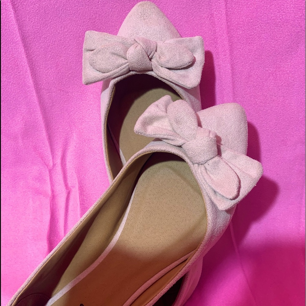 Pink Qupid sz 10 ballet flats shoes w/ bows